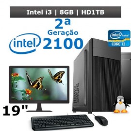 Desktop I3 2100 8gb Hd 1TB + Kit + Monitor 19 2 Gerao